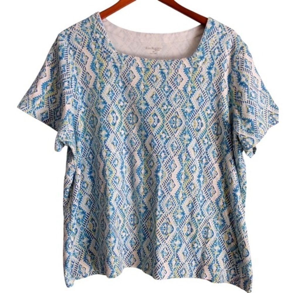 Kim Rogers Women Shirt 2XL Soft Cotton Short Sleeve Top